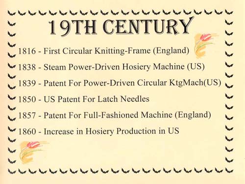 Hosiery history: 19th Century - a timeline of hosiery history